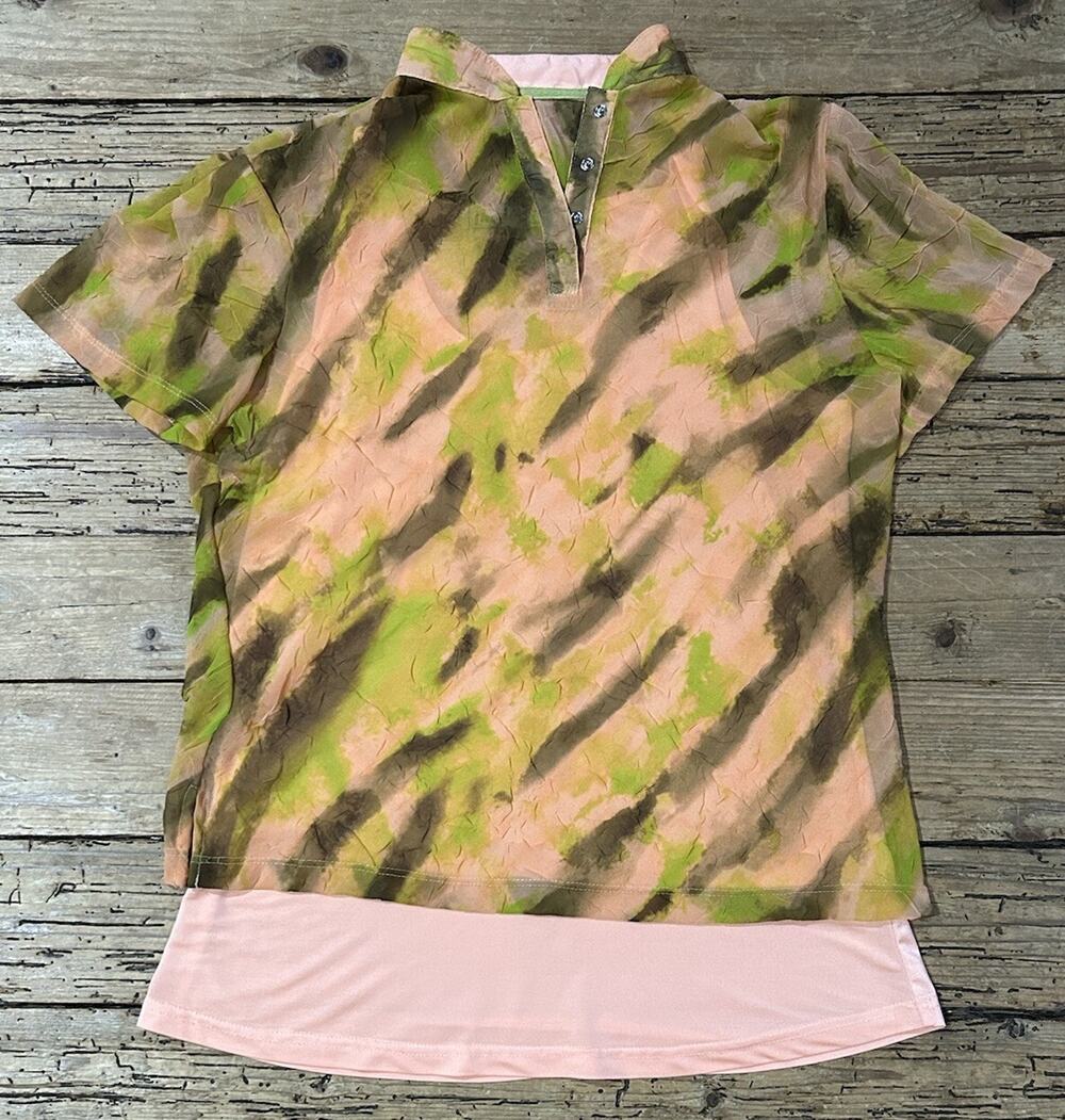 Jamie Sadock Women’s Size S Abstract Multi Color Short Sleeve Golf Shirt